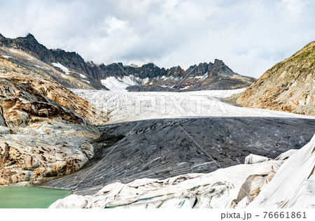 The Rhone Glacier, the source of the Rhone at Furka Pass in Switzerland 76661861
