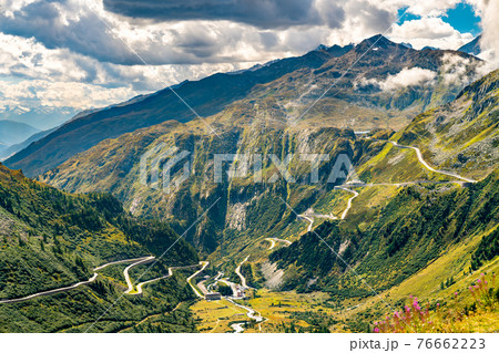 Road to the Grimsel Pass in Switzerland 76662223