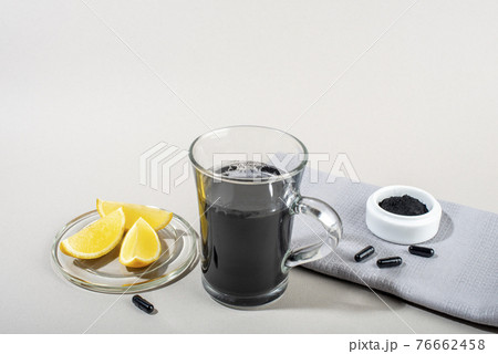 Detox drink with activated charcoal. Detox drink with activated charcoal. 76662458