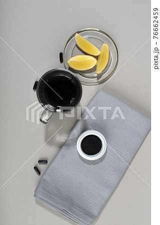Detox drink with activated charcoal. Detox drink with activated charcoal. 76662459