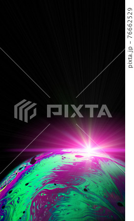 Abstract background space. Globe planet earth in galaxy universe with abstract sun on black background. Comet, asteroid, meteorite in fantasy galaxy. 76662529