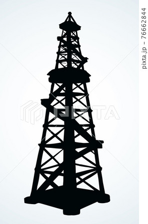 Oil derrick mine. Vector drawing 76662844