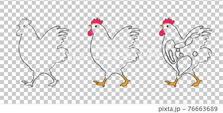雞線描插畫手繪 雞線描插畫手繪 76663689