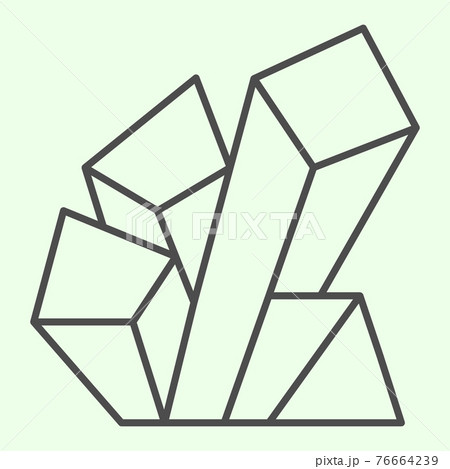 Crystals thin line icon. Magic mineral crystal bunch outline style pictogram on white background. Halloween or Witchcraft and magic signs for mobile concept and web design. Vector graphics. Crystals thin line icon. Magic mineral crystal bunch outline style pictogram on white background. Halloween or Witchcraft and magic signs for mobile concept and web design. Vector graphics. 76664239