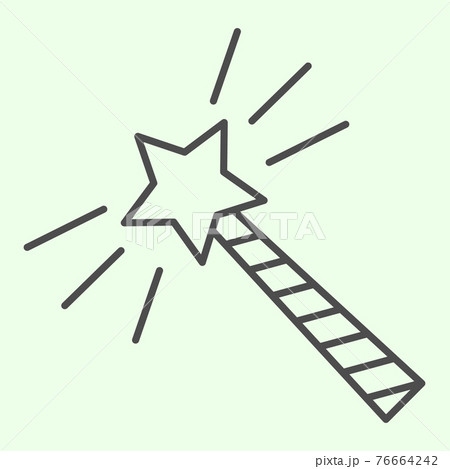 Magic Wand Thin Line Icon Wizard Stick With のイラスト素材