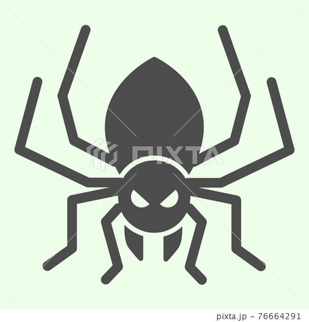 Halloween spider solid icon. Scary spider silhouette glyph style pictogram on white background. Halloween and mystery sign for mobile concept and web design. Vector graphics. 76664291