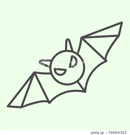 Bat thin line icon. Flying Halloween scary night animal outline style pictogram on white background. Halloween black bat monster silhouette for mobile concept and web design. Vector graphics. 76664303