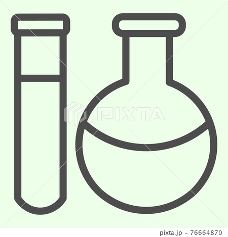 Chemical substance line icon. Lab flask and test tube with liquids outline style pictogram on white background. Science study signs for mobile concept and web design. Vector graphics. 76664870