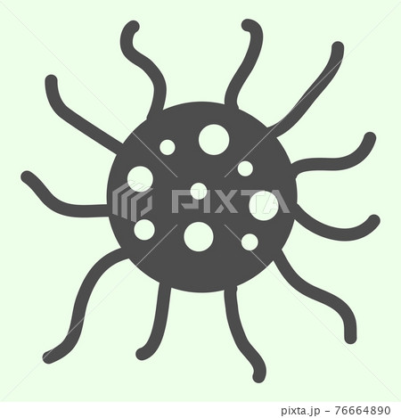 Virus solid icon. Biology microbe bacterium and germ glyph style pictogram on white background. Science and microbiology signs for mobile concept and web design. Vector graphics. 76664890