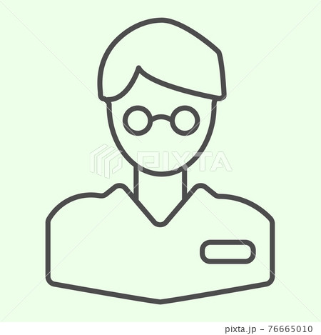 Scientist thin line icon. Researcher or chemist man in spectacles outline style pictogram on white background. Research and experiment signs for mobile concept and web design. Vector graphics. 76665010