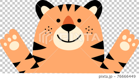 Tiger character New Year's card material Smile both hands Tiger character New Year's card material Smile both hands 76666449