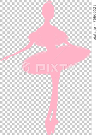 ピンクのシルエットのバレリーナ 76666525