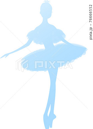 ブルーのシルエットのバレリーナ グラデーションのイラスト素材