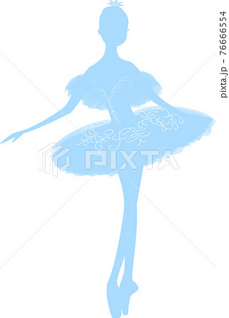 ブルーのシルエットのバレリーナのイラスト素材 ブルーのシルエットのバレリーナのイラスト素材