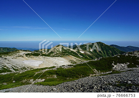 白馬岳　三国境付近から日本海方面の眺め 76666753