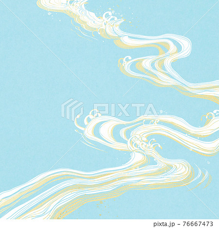 水の流れを表現した和風の背景 - 複数のバリエーションがあります 水の流れを表現した和風の背景 - 複数のバリエーションがあります 76667473