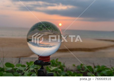 sunset inside crystal ball at Karon beach 76668910