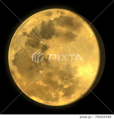 金色に光る月齢17の月のイラスト素材のイラスト素材