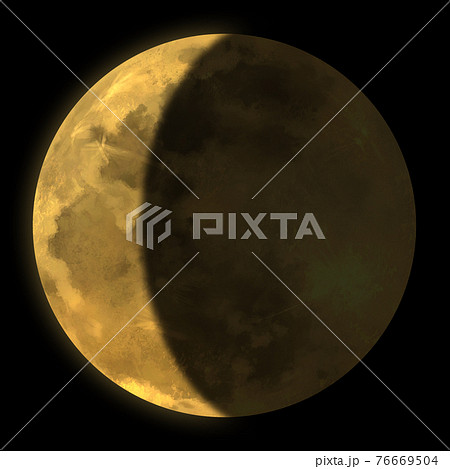 金色に光る月齢24の月のイラスト素材のイラスト素材