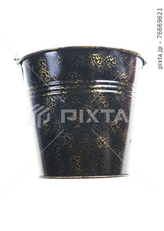 Small black bucket empty on white background 76669621
