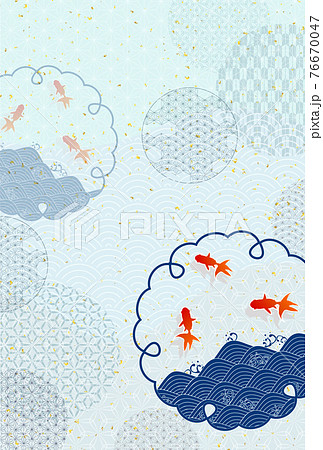 金魚　和柄　暑中見舞い　背景 76670047