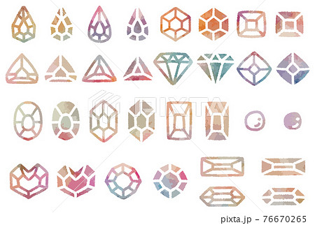 かわいい手描きの宝石アイコンセットのイラスト素材