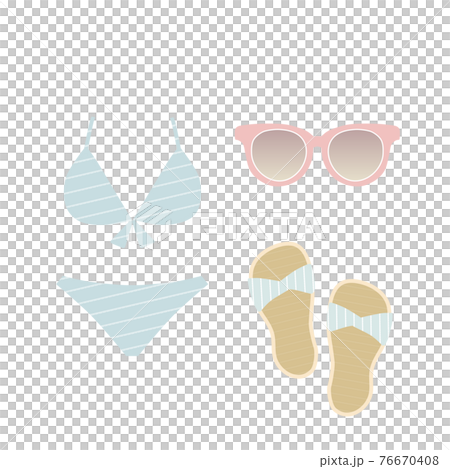 暑假套裝泳裝、太陽鏡、涼鞋 76670408