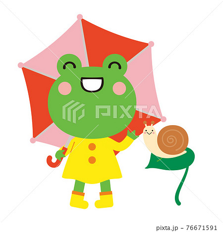傘を差したカエルとカタツムリ 梅雨の季節のイラスト 傘を差したカエルとカタツムリ 梅雨の季節のイラスト 76671591