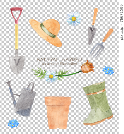 ガーデニング用品セット 水彩イラスト ガーデニング用品セット 水彩イラスト 76671599
