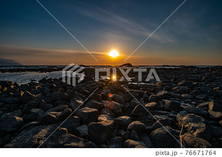 留萌 黄金岬 夕日 76671764