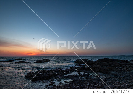 留萌 黄金岬 夕日 76671778
