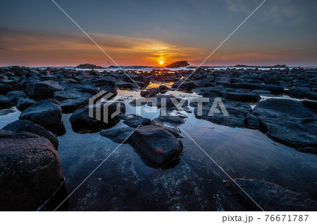 留萌 黄金岬 夕日 76671787