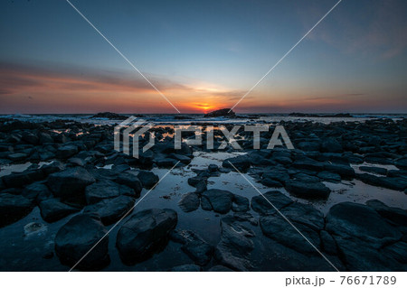 留萌 黄金岬 夕日 76671789