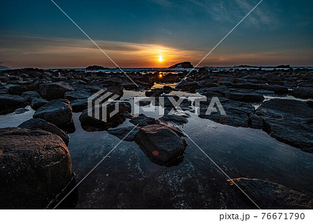 留萌 黄金岬 夕日 76671790