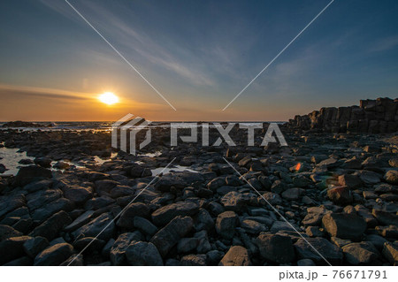 留萌 黄金岬 夕日 76671791