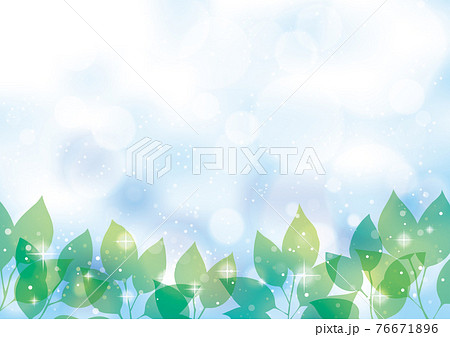 緑の葉と水辺の背景のイラスト素材