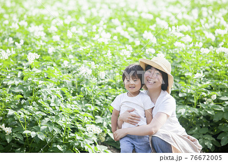 ジャガイモ畑の親子 76672005