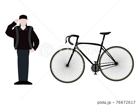 配達員と自転車 76672617