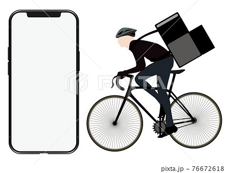 スマホと配達員 76672618
