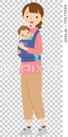 赤ちゃんを抱っこする母親 子育てのイラスト素材