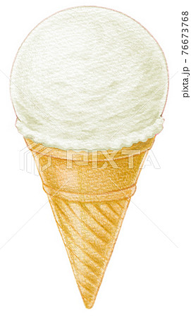 コーンアイスクリームの色鉛筆画のイラスト素材