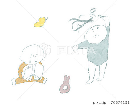 赤ちゃんのいたずらイラスト(カラー) 赤ちゃんのいたずらイラスト(カラー) 76674131