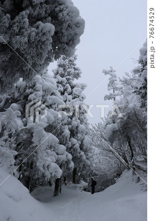 寒波、冬、霧氷、雪、英彦山、福岡県 76674529
