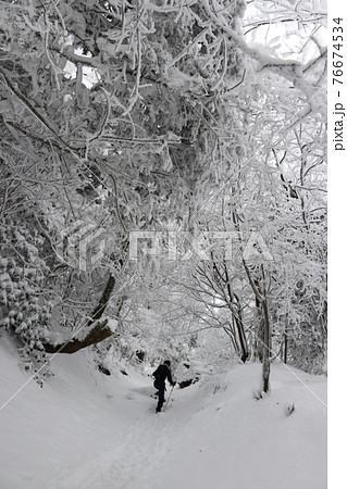 寒波、冬、霧氷、雪、英彦山、福岡県 76674534