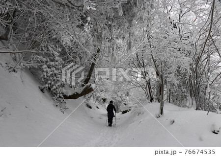 寒波、冬、霧氷、雪、英彦山、福岡県 76674535