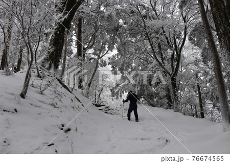 寒波、冬、霧氷、雪、英彦山、福岡県 76674565
