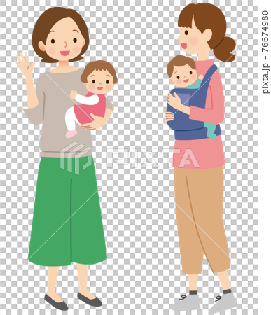 赤ちゃんを抱っこした母親 ママ友 赤ちゃんを抱っこした母親 ママ友 76674980