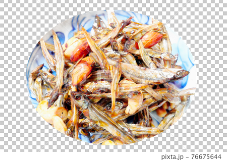 家庭的で素朴な自家製の「ナッツ添えの田作り」水彩画風 絵手紙 家庭的で素朴な自家製の「ナッツ添えの田作り」水彩画風 絵手紙 76675644