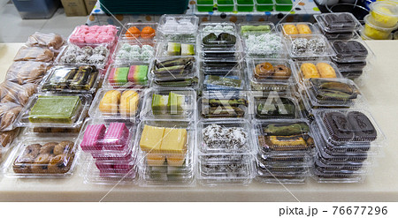 Assorted sweet nyony kueh kuih for iftar or buka puasa by muslim in Ramadhan month in Malaysia 76677296