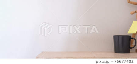 Designer Work space Mock up wooden tabletop. wood desk with copy space for products display montage 76677402